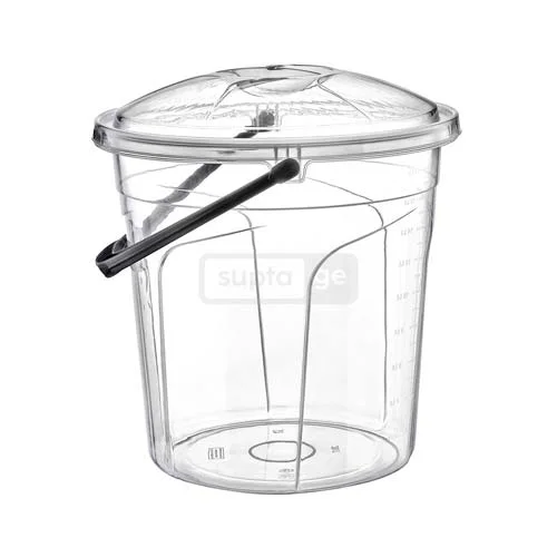 POLY TIME  Plastic Transparent bucket with a cap 5L